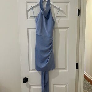 Elegant Blue Halter Dress